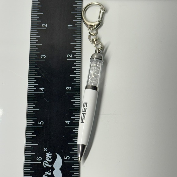 EFU Accessories - EFFY White Pen Keychain Sparkle Pen Bling Pen with Clip Charm